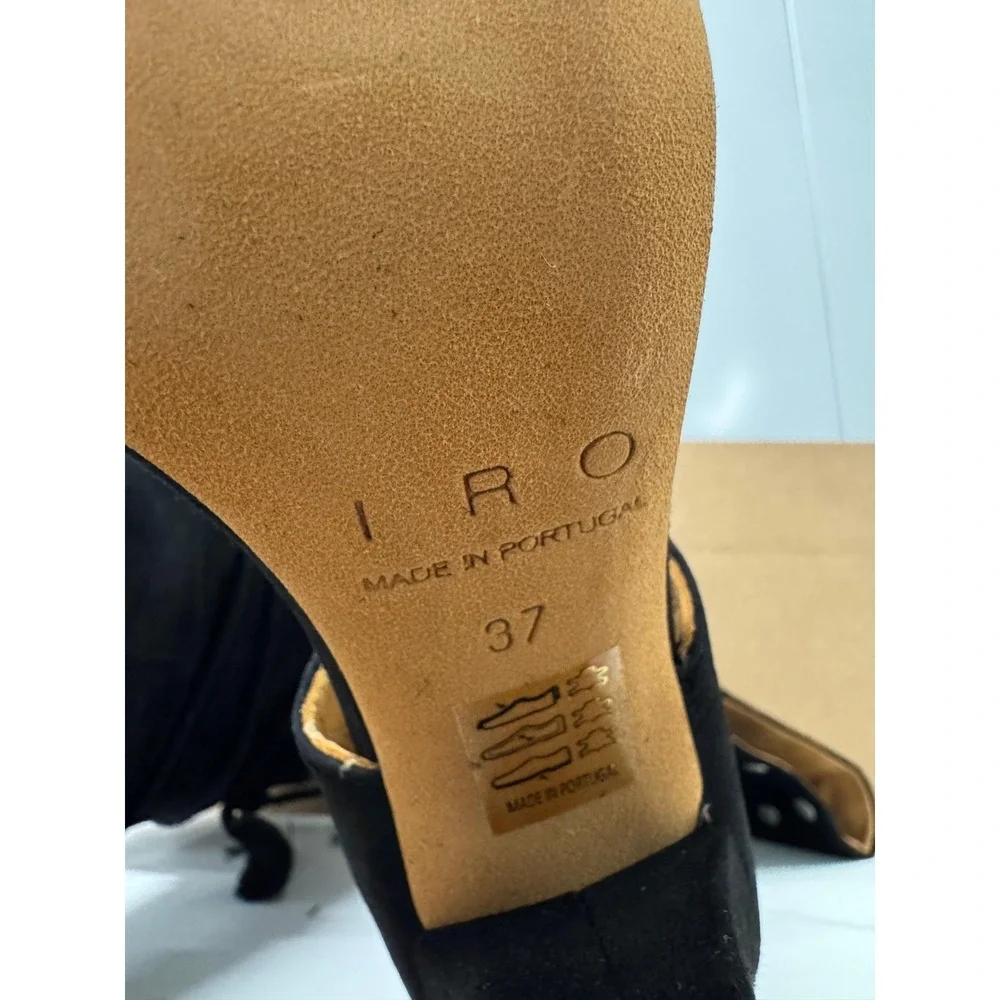 IRO Paris Lotta Over-the-Knee Open-Toe Heel Boot Sandals Black Womens Size 37 EU